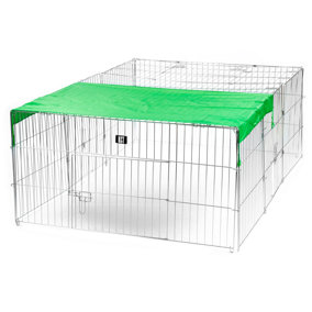 KCT Medium Enclosed Roof Folding Metal Pet Playpen Run for Dogs, Cats, Rabbits, Chickens and More