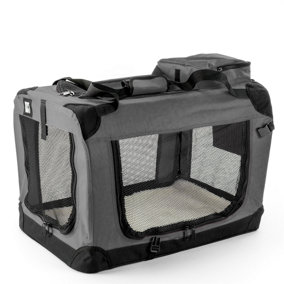 KCT Medium Grey Fabric Pet Carrier Travel Transport Bag for Cats and Dogs