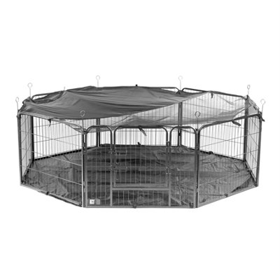 KCT Medium Pet Puppy Dog Play Pen Heavy Duty Metal Enclosure with Base and Cover