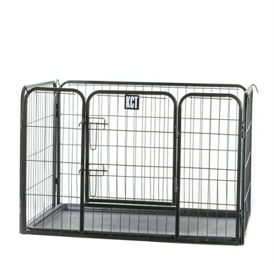 KCT Pet Puppy Dog Play Pen Enclosure Heavy Duty Metal Playpen with Plastic Floor Medium DIY at B Q