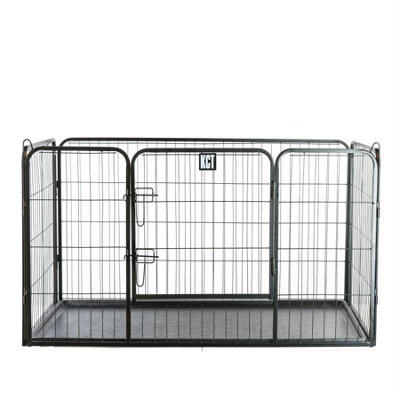 KCT Pet Puppy Dog Play Pen Heavy Duty Metal Enclosure Playpen with Plastic Floor Large