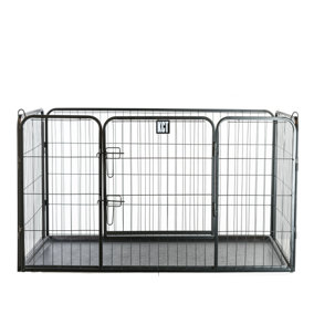 KCT Pet Puppy Dog Play Pen Heavy Duty Metal Enclosure with Plastic Floor - Large