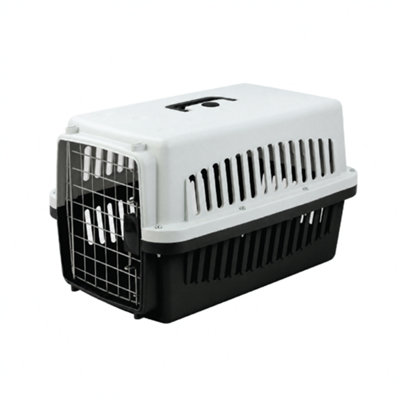 KCT Plastic Pet Carrier Medium Black Crate for Cat Kitten Puppy Dog ...