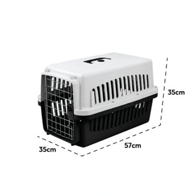 KCT Plastic Pet Carrier Medium Black Crate for Cat Kitten Puppy Dog ...