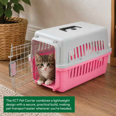 KCT Plastic Pet Carrier Small Pink Crate for Cat Kitten Puppy Dog ...