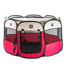 KCT  Portable Fabric Pet Play Pen Red Large - 110cm