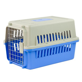 KCT Portable Plastic Pet Travel Carrier for Cats/Dogs/Animals - Small Blue