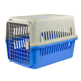 KCT Portable Plastic Pet Travel Carrier for Cats/Dogs/Animals Transport Box - Large Blue