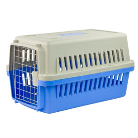 KCT Portable Plastic Pet Travel Carrier for Cats/Dogs/Animals Transport Box - Medium Blue