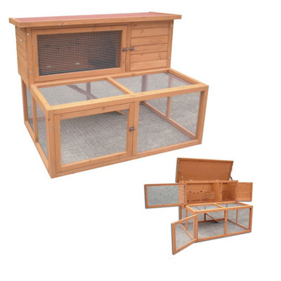 KCT Rabbit Hutch Cage Ancona 4ft Large Wooden with Extending Run DIY at B Q