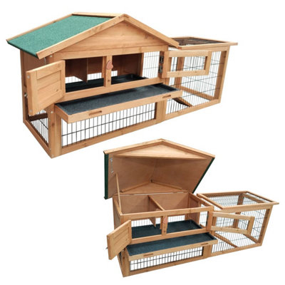 KCT Rabbit Hutch Cage Two Tier Wooden with Run