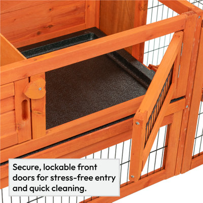 KCT Rabbit Hutch Cage Two Tier Wooden with Run - Rabbit Hutch And Cage Kits
