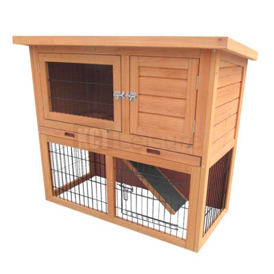 KCT Rabbit Hutch Cage Wooden Monza with Run, Wood, 3 ft