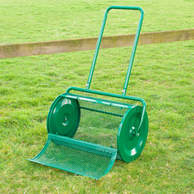KCT Rolling Garden Lawn Compost Spreader Top Dressing Soil Peat Moss Topsoil Fertiliser Roller 76L