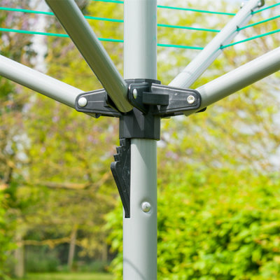 KCT Rotary Washing Line 4 Arm Outdoor Clothes Airer with Protective Cover and Ground Spike