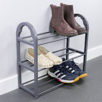 KCT Shoe Rack 3 Tier Small Storage Shelf Stand Metal Plastic Compact ...