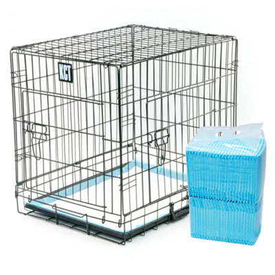 KCT Small 24" Foldable Pet Dog Crate With Training Pads Puppy Starter Pack Kit Cage Kitten Pee Mats Furniture