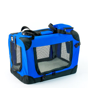 KCT Small Blue Fabric Pet Carrier Travel Transport Bag for Cats and Dogs