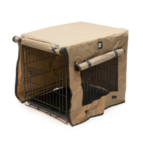 KCT Small Metal Dog Puppy Crate with Plastic Tray and Fabric Cover