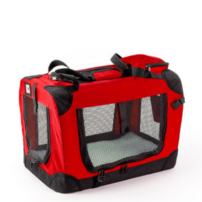 KCT Small Red Fabric Pet Carrier Travel Transport Bag for Cats and Dogs