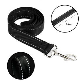 KCT Strong Black Dog Lead with Reflective Stitching