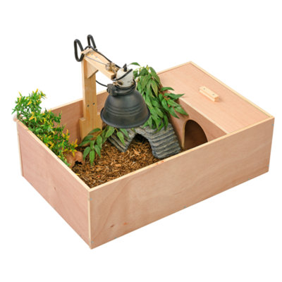 KCT Tortoise Table Small Wooden Reptile Vivarium Cage Hide with - Main Image