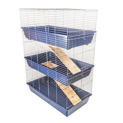 KCT Triple Level 3 Tier 100cm Small Dark Blue Indoor Pet Cage Bunny Run Animal Rabbit House