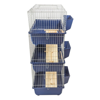 KCT Triple Level 3 Tier 80cm Small Dark Blue Indoor Pet Cage Bunny Run Animal Rabbit House