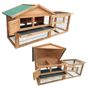 KCT Two Tier Wooden Rabbit Hutch with Run