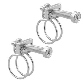 KCT Universal Adjustable Double Wire Hose Clips 13-16mm Metal Screw Clamps For Fuel/Plumbing Pipe - Pack of 2