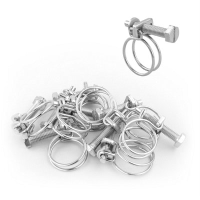 2 Pcs 304 Stainless Steel Double Wire Hose Clamps – Adjustable For 46-50mm Pipes