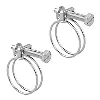 KCT Universal Adjustable Double Wire Hose Clips 26-30mm Metal Screw Clamps For Fuel/Plumbing Pipe - Pack of 2