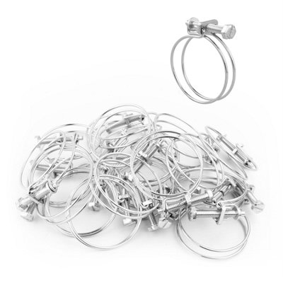 4-Pack Stainless Steel 304 Hose Clamps - Double Wire Pipe Clips For 13-16mm Diameter