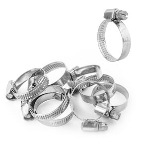 KCT Universal Hose Clips - 10 pack 20-32mm 304 Stainless Steel Adjustable Metal Clamps for Air/Fuel/Water/Plumbing/Bath Pipes