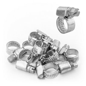 KCT Universal Hose Clips - 10 pack 8-12mm 304 Stainless Steel Adjustable Metal Clamps for Air/Fuel/Water/Plumbing/Bath Pipes