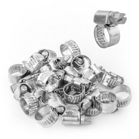 KCT Universal Hose Clips - 20 pack 8-12mm 304 Stainless Steel Adjustable Metal Clamps for Air/Fuel/Water/Plumbing/Bath Pipes