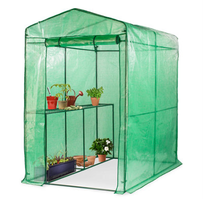 KCT Walk In Greenhouse Outdoor Garden Potting Iron Frame PVC Roll Up Door Poly Growhouse Cover 192 x 126 x 197cm