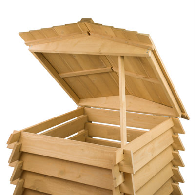 KCT Wooden 300L Compost Bin Beehive Garden Composter Composting Outdoor Large Organic Food Waste Converter Container Eco Friendly