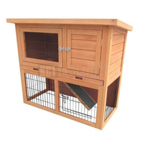 KCT  Wooden Monza Rabbit Hutch with Run, Wood, 3 ft