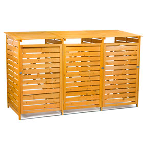 KCT Wooden Wheelie Bin Store Outdoor Storage Shed - Triple ( 3 x 240L)