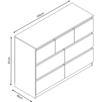 Keaton Gloss Black 7 Drawer Double Freestanding Chest Of Drawers