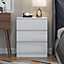 Keaton Gloss White 3 Drawer Wide Freestanding Chest Of Drawers