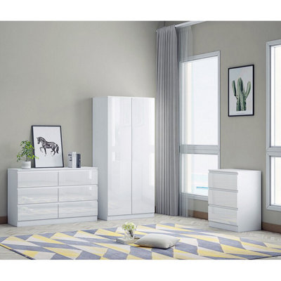Keaton Gloss White 6 Drawer Double Freestanding Chest Of Drawers