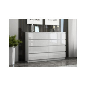 Keaton Gloss White 8 Drawer Double Freestanding Chest Of Drawers