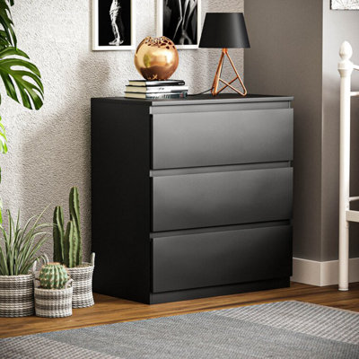 Ikea malm deals black 3 drawers