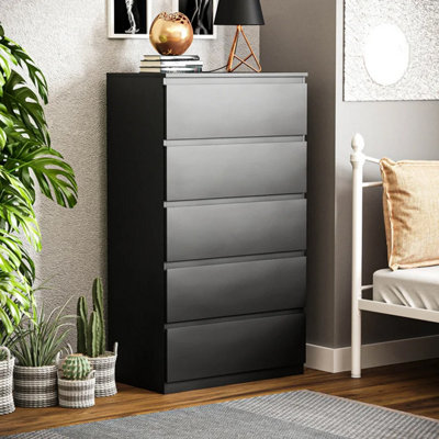 Black 5 online drawer chest dresser