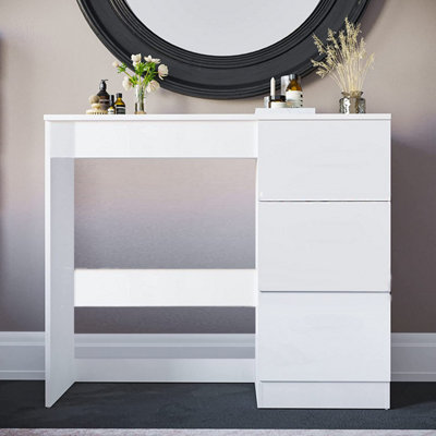 Keaton Matt White 3 Drawer Bedroom Dressing Table, Makeup Vanity Table &  Office Desk