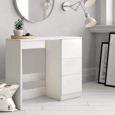Keaton Matt White 3 Drawer Bedroom Dressing Table Makeup Vanity Table Office Desk