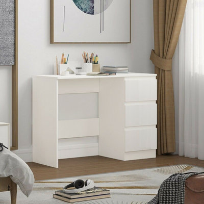 Keaton Matt White 3 Drawer Bedroom Dressing Table Makeup Vanity Table Office Desk