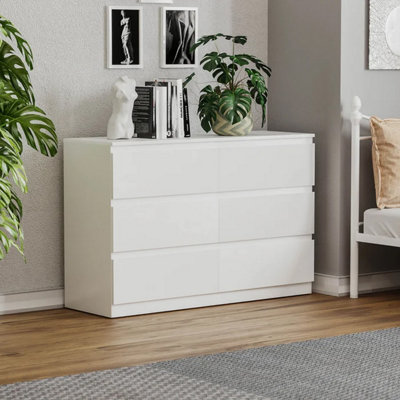 Keaton Matt White 6 Drawer Double Freestanding Chest Of Drawers